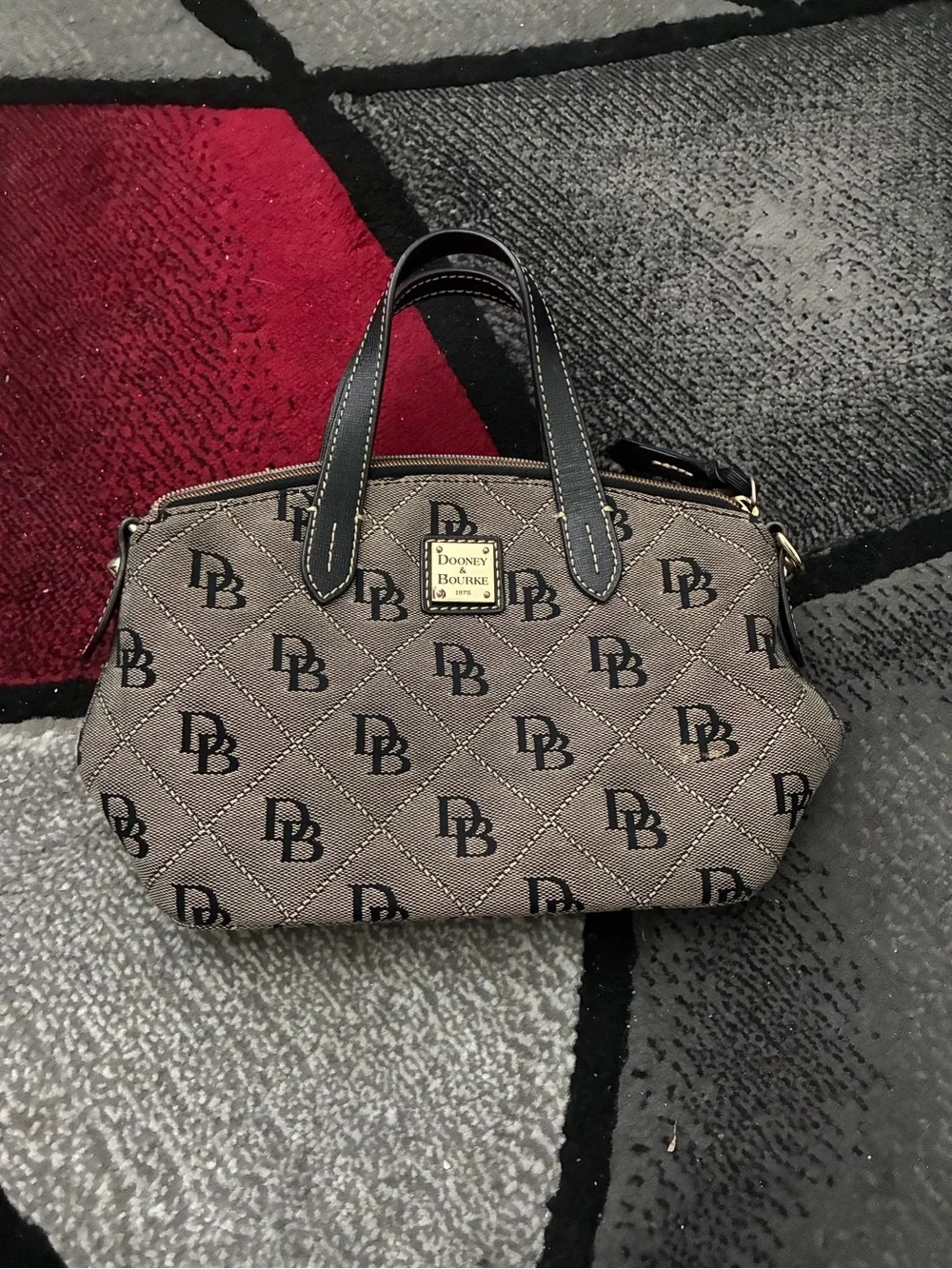 Dooney & Bourke Black and Brown Monogram Satchel